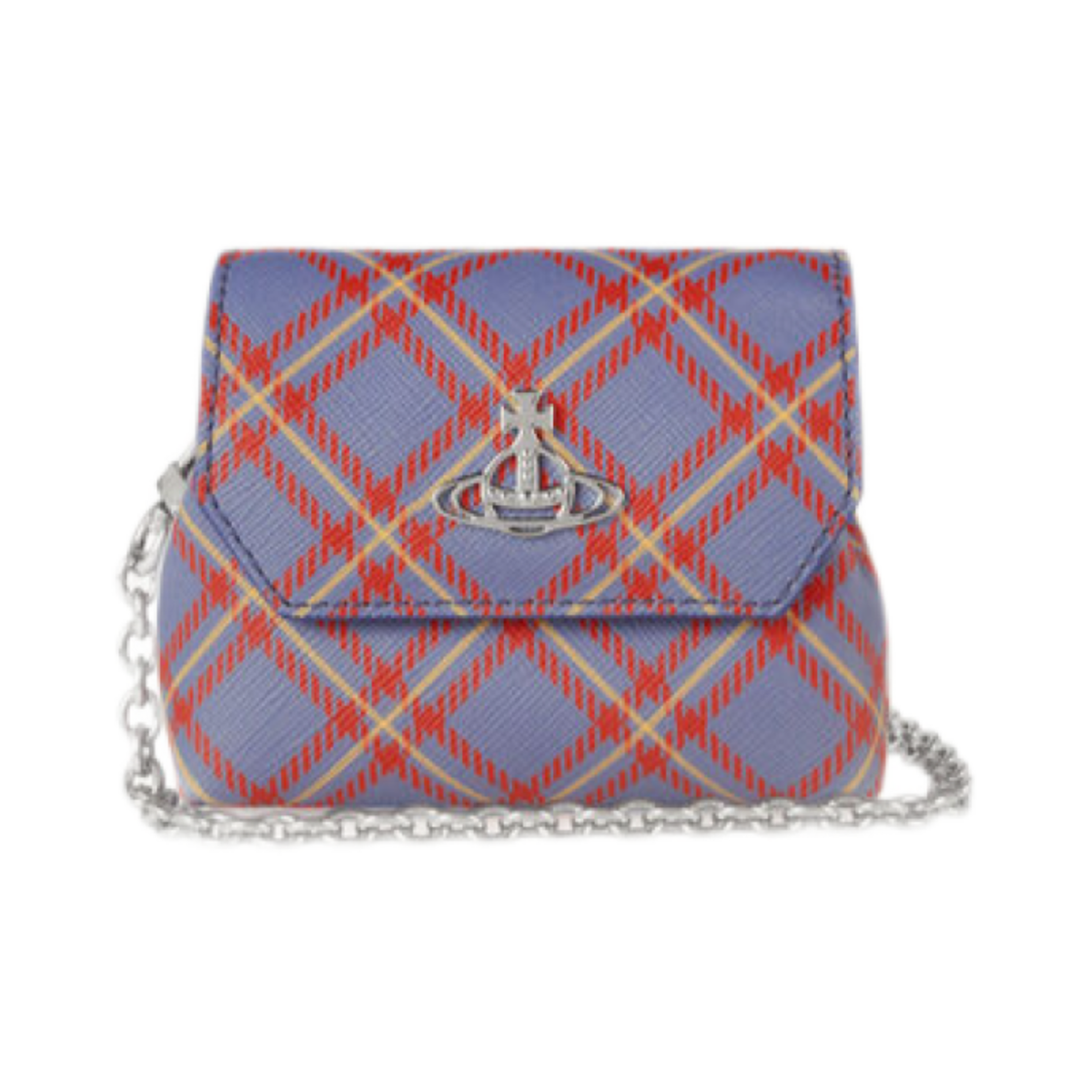 비비안 웨스트우드 나노 체인 파우치 블루 오렌지 타탄(Vivienne Westwood Nano Chain Pouch Blue Orange Tartan) - 1