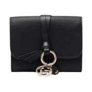 Chloe Alphabet Grained Shiny Calfskin Flap Wallet Black
