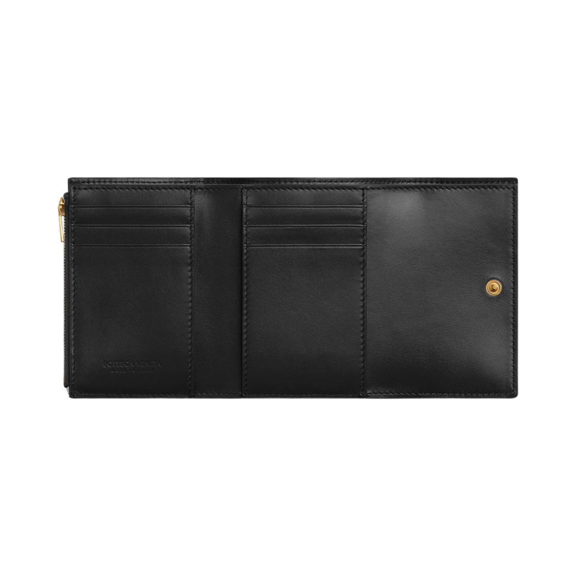 보테가 베네타 인트레치아토 카세트 트라이폴드 지퍼 월렛 블랙(Bottega Veneta Intrecciato Cassette Tri-Fold Zip Wallet Black) - 2