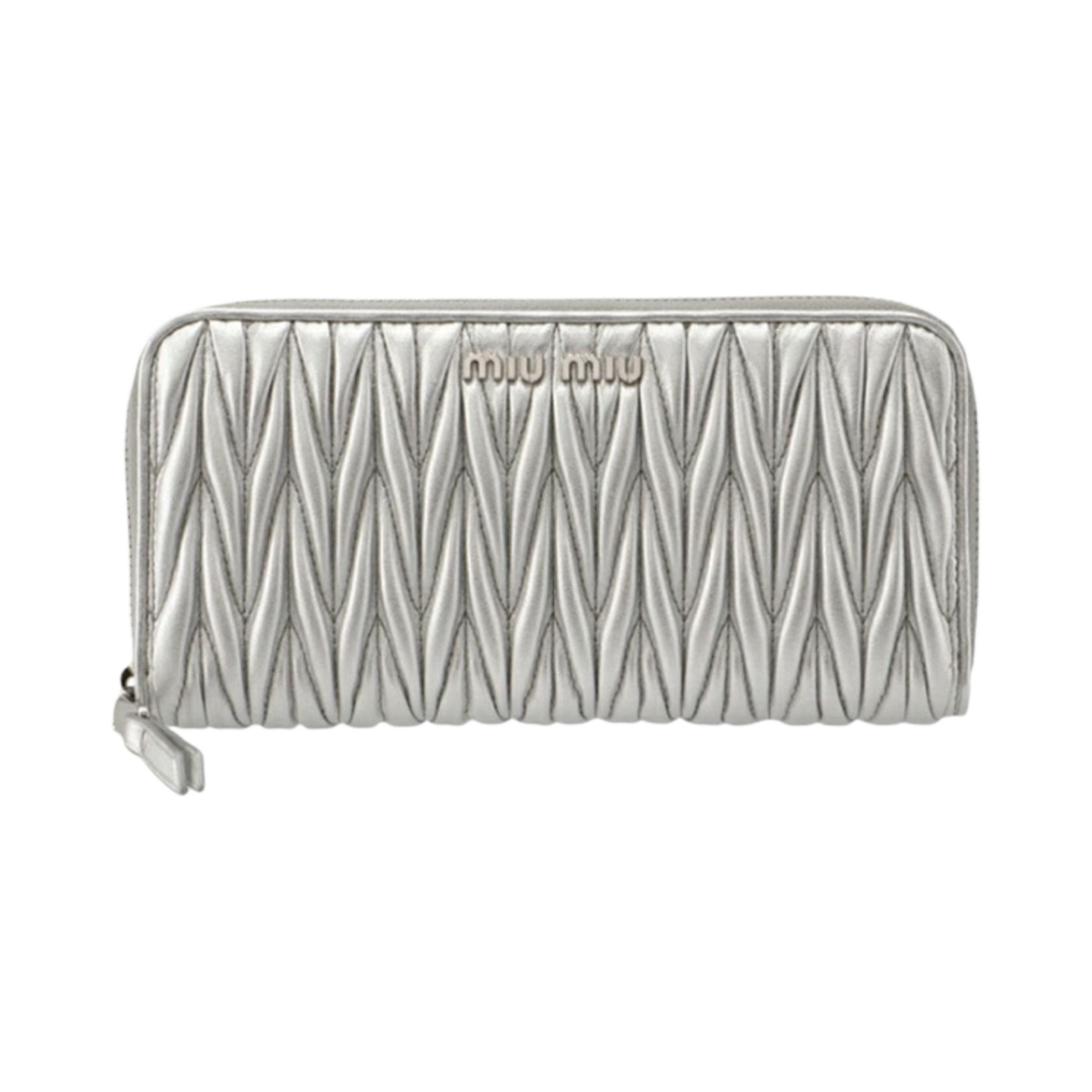 미우 미우 마테라쎄 나파 가죽 라지 지갑 실버(Miu Miu Matelasse Nappa Leather Large Wallet Silver) - 1