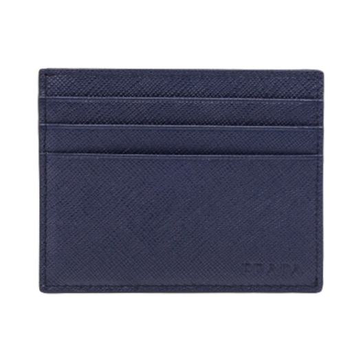 Prada Saffiano Leather Card Holder Baltic Blue