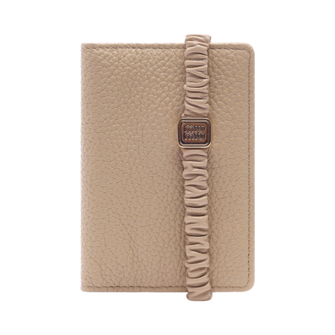 5MC103-2CSK-F03WC Miu Miu Logo Plaque Matelasse Effect Wallet Beige Mint