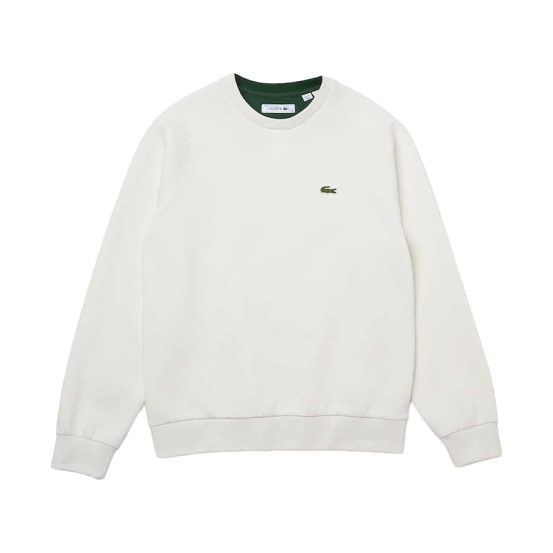 (W) 라코스테 레글런 크루넥 스웨트셔츠 화이트((W) Lacoste Raglan Crewneck Sweatshirt White) - 1