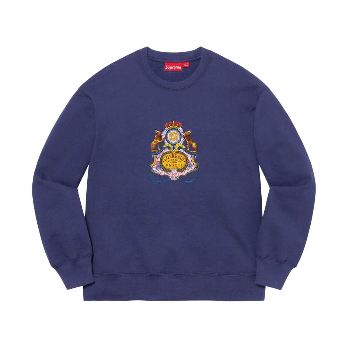 슈프림 크레스트 크루넥 워시드 네이비 - 23SS