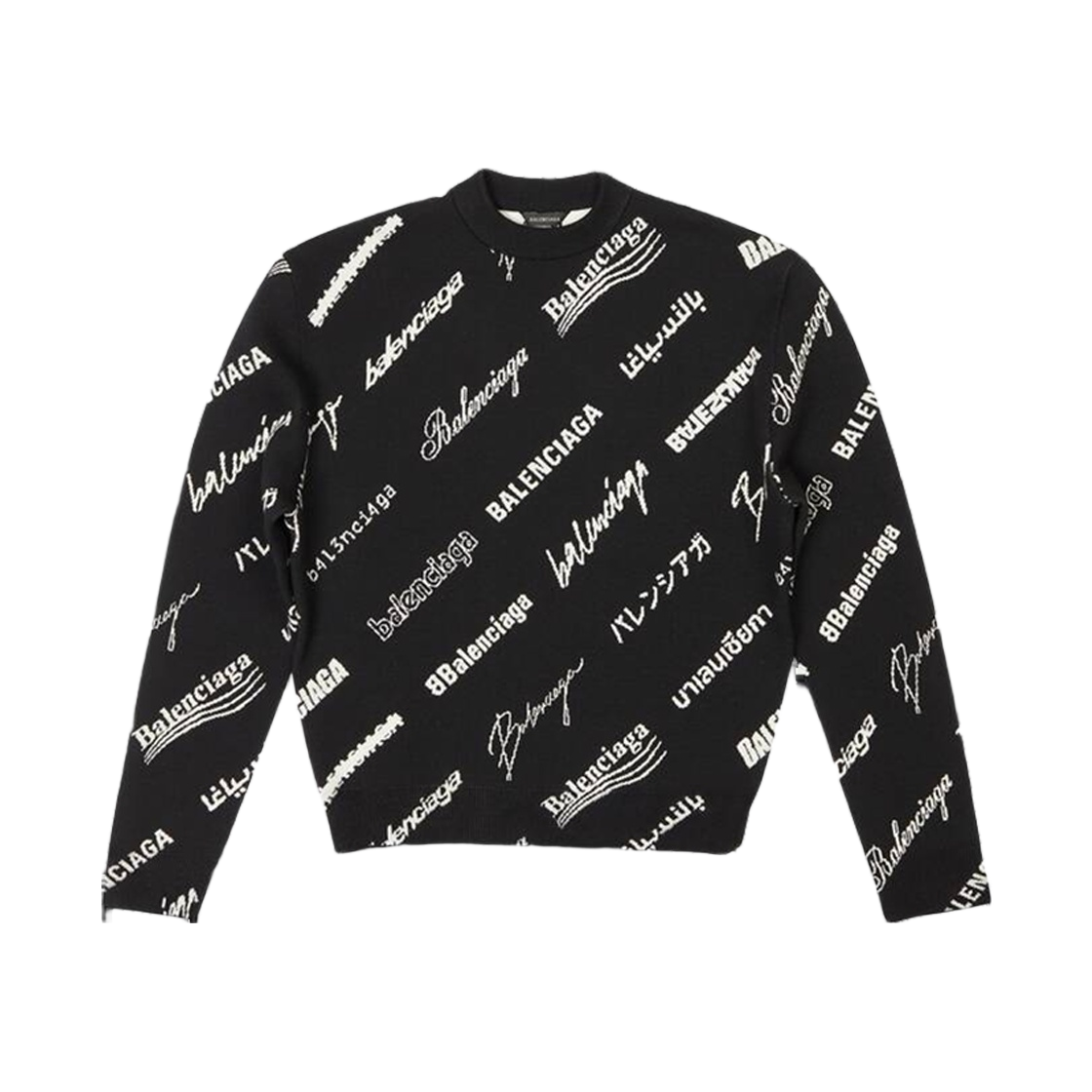 (W) 발렌시아가 로고매니아 올 오버 스웨터 블랙