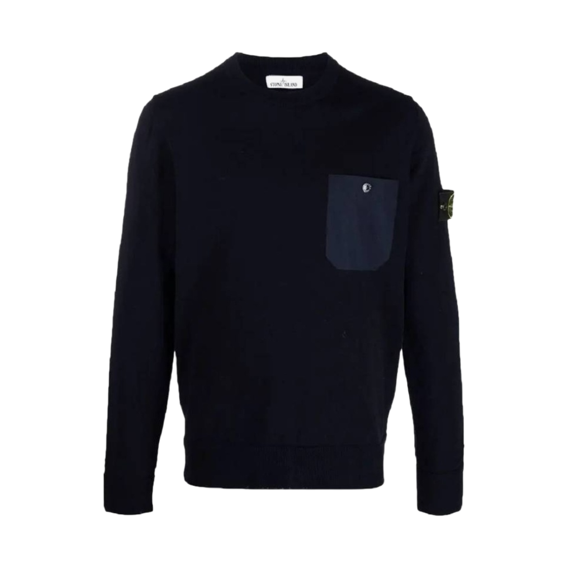 7415571B9-V0020 Stone Island 571B9 Patch Naslan Light Pocket Crewneck Knit Navy Blue - 21SS