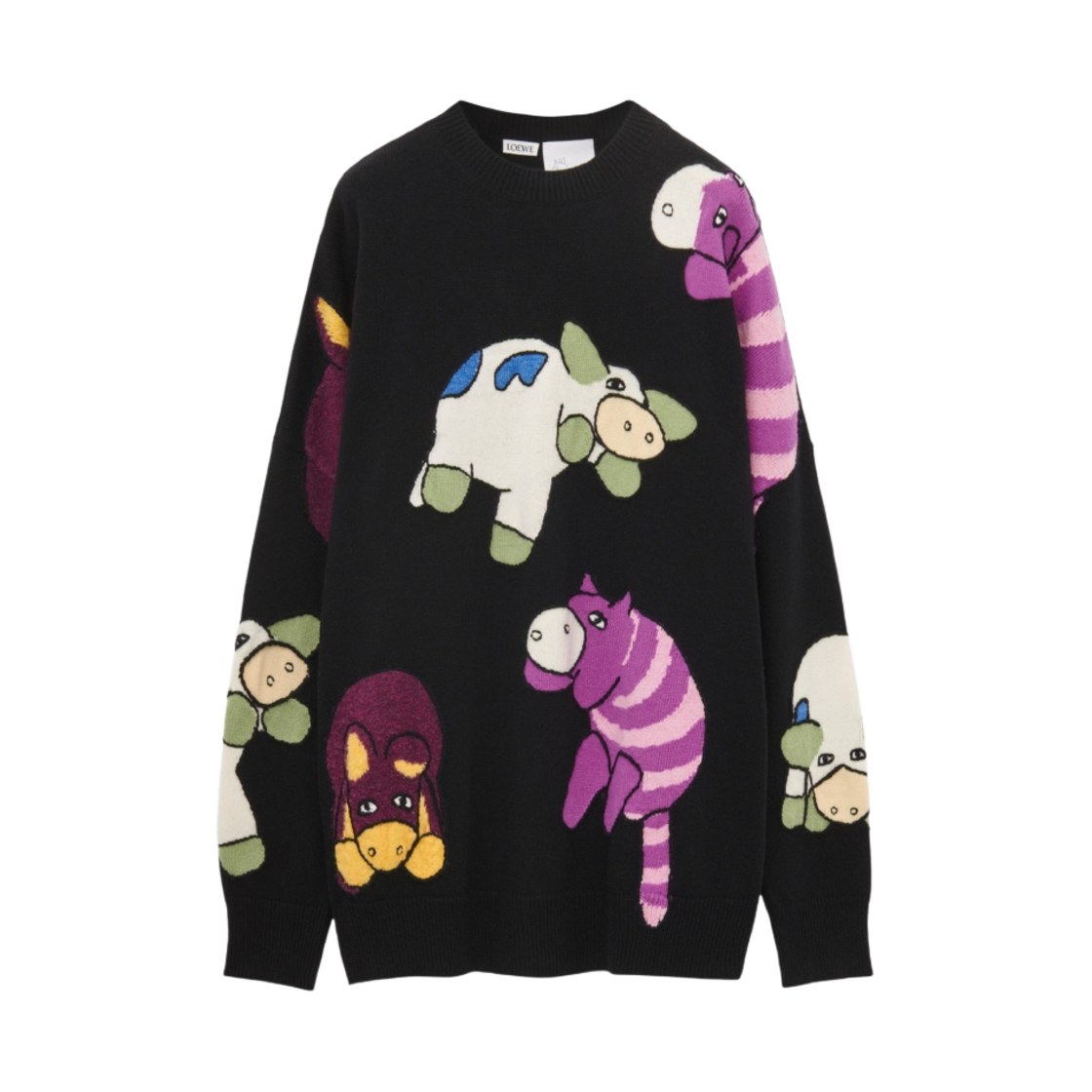 로에베 x 하울의 움직이는 성 매지컬 애니멀 울 스웨터 블랙 멀티컬러(Loewe x Howl's Moving Castle Magical Animals Sweater in Wool Black Multicolor) - 1