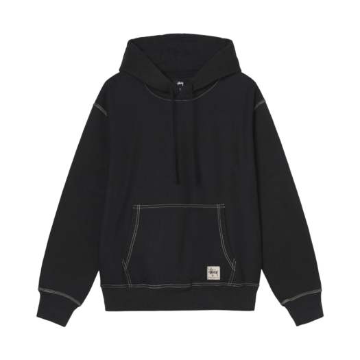 118459 Stussy Contrast Stitch Label Hoodie Black