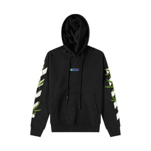 OMBB037S22FLE0101055 Off-White Weed Arrow Oversized Hoodie Black