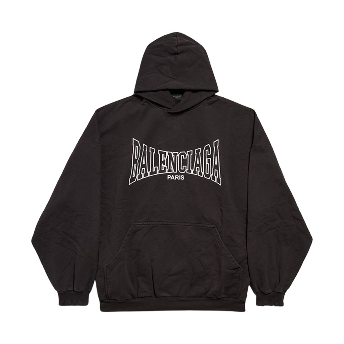 발렌시아가 박시 라지 핏 후드 페이디드 블랙