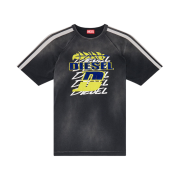 Diesel Faded T-Shirt with Flocked Logo Print Black