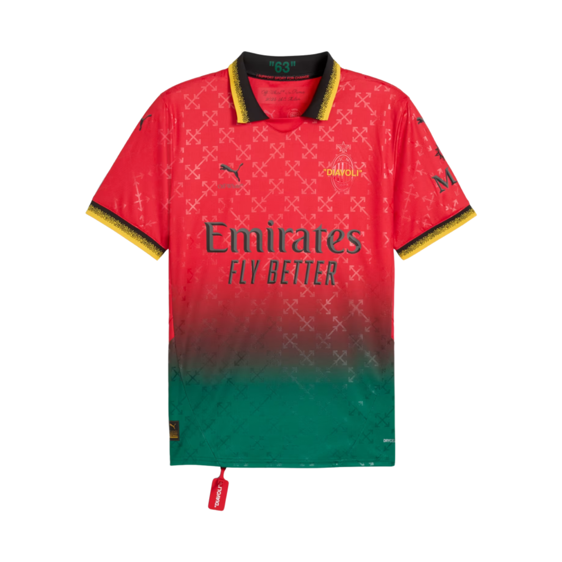 783001-02 Puma x Off-White AC Milan 2024/25 4th Goalkeeper Replica Jersey For All Time Red Black (Non Marking Ver.)