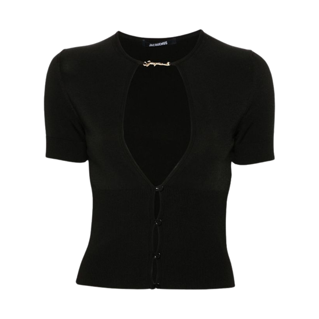 (W) 자크뮈스 프랄뤼 숏슬리브 탑 블랙((W) Jacquemus Pralu Short Sleeve Top Black) - 1