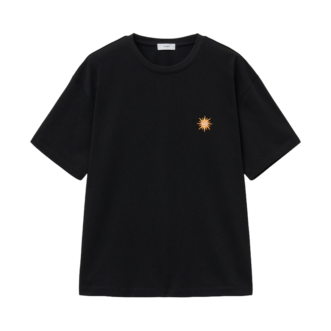 TNTS5E209BK TNGT Semi Over-fit Embroidery Logo T-Shirts Black