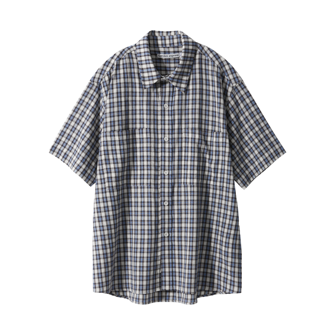 가든익스프레스 멀티 체크 하프 셔츠 블루(Garden Express Multi Check Half Shirt Blue)