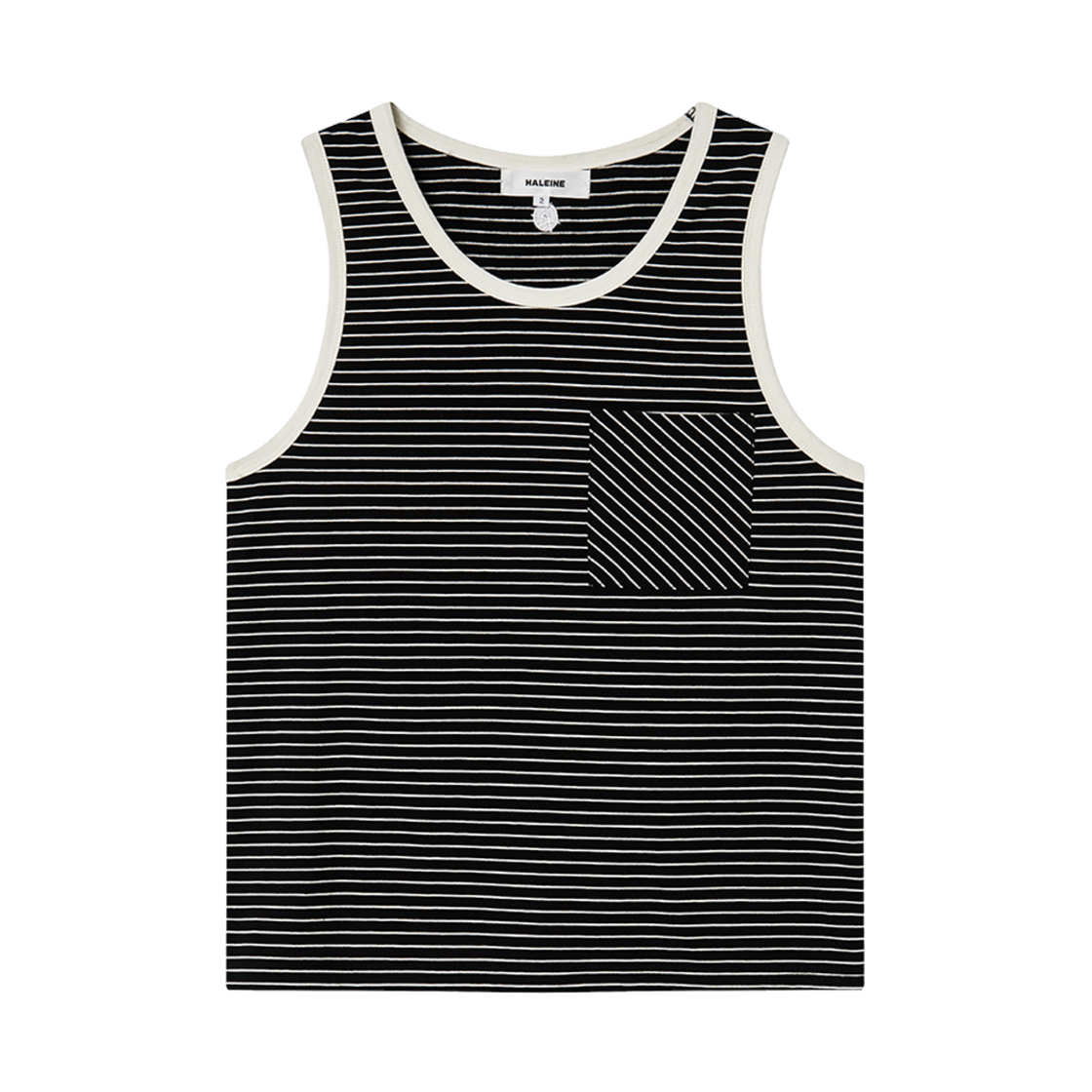 WT236 Haleine Striped Ringer Sleeveless Top Black