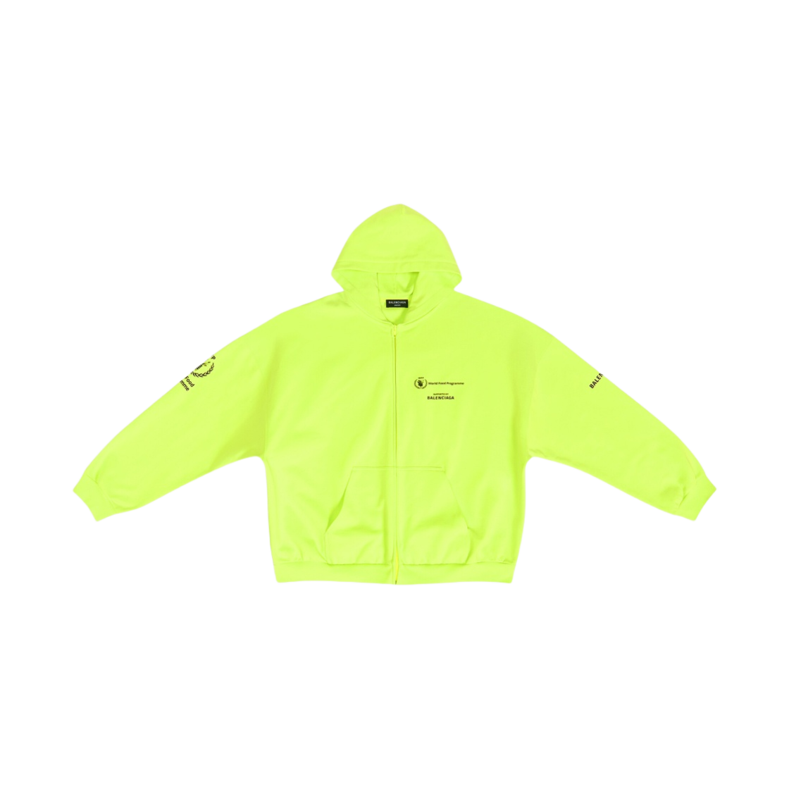 발렌시아가 WFP 집업 후드 와이드 핏 플루오 옐로우(Balenciaga WFP Zip-Up Hoodie Wide Fit Fluo Yellow) - 1