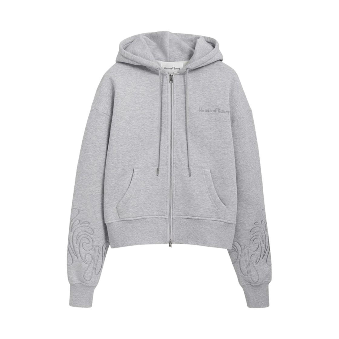 (W) 하우스 오브 써니 오디세이 크롭 집 후드 썬더 그레이((W) House of Sunny Odyssey Cropped Zip Hoodie Thunder Grey)