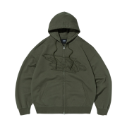 Suade Loose Suade Hood Zip Up Khaki