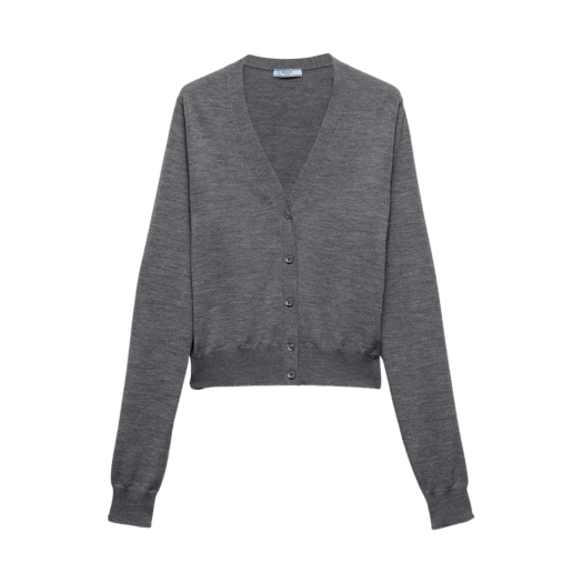 (W) Prada Wool Cardigan Slate Gray