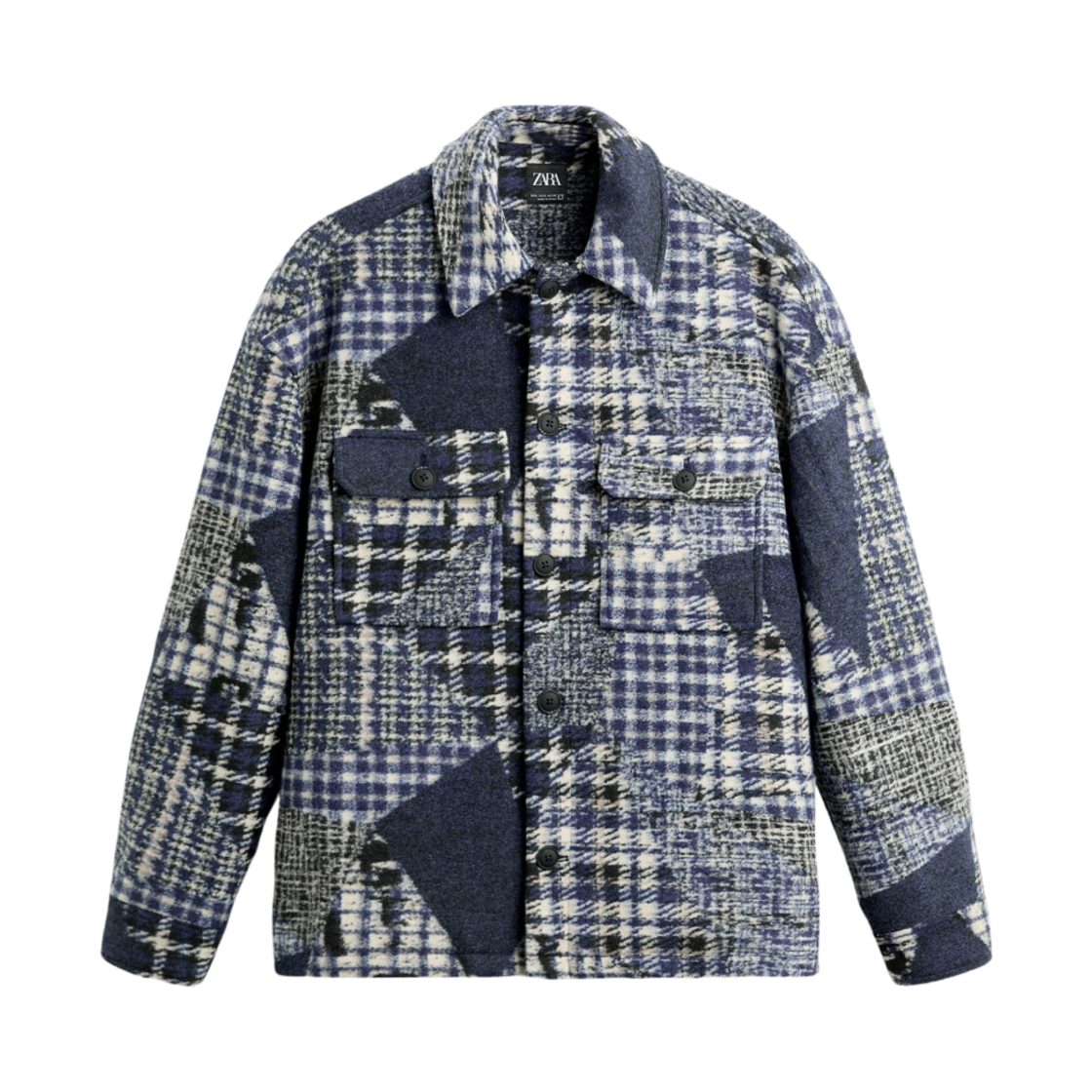 자라 패치워크 오버셔츠 블루(Zara Patchwork Overshirt Blue) - 1