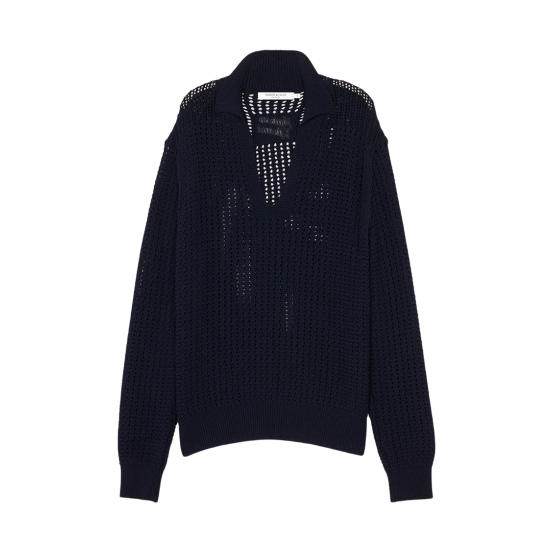 메종 키츠네 텍스쳐라이즈 폴로 점퍼 네이비(Maison Kitsune Texturised Polo Jumper Navy) - 1
