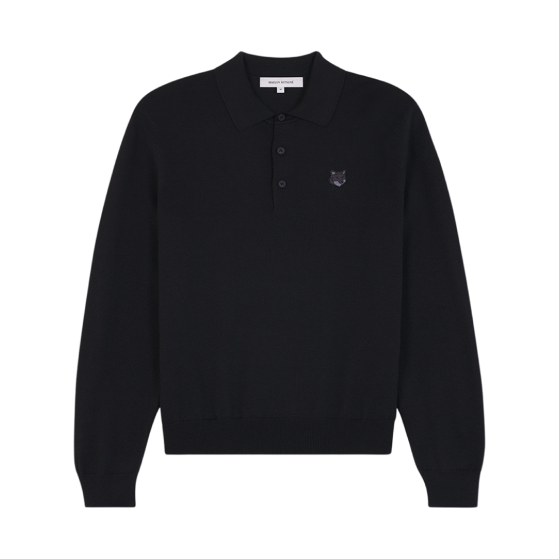 MM00211KT1036-P199 Maison Kitsune Bold Fox Head Patch Polo Jumper Black