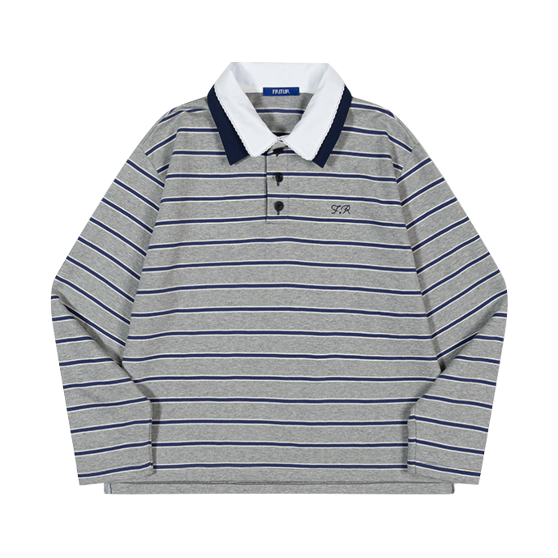 F251TS04 Fritur Double Layered Collor T-Shirts Grey_F251TS04