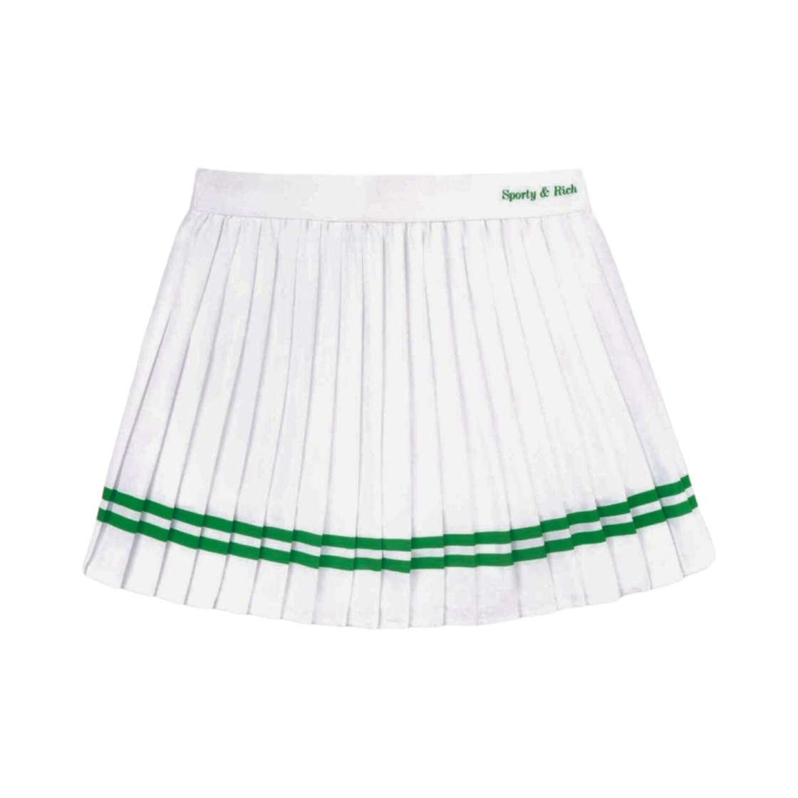 (W) 스포티 앤 리치 클래식 로고 플리츠 테니스 스커트 화이트 켈리((W) Sporty & Rich Classic Logo Pleated Tennis Skirt White Kelly) - 1