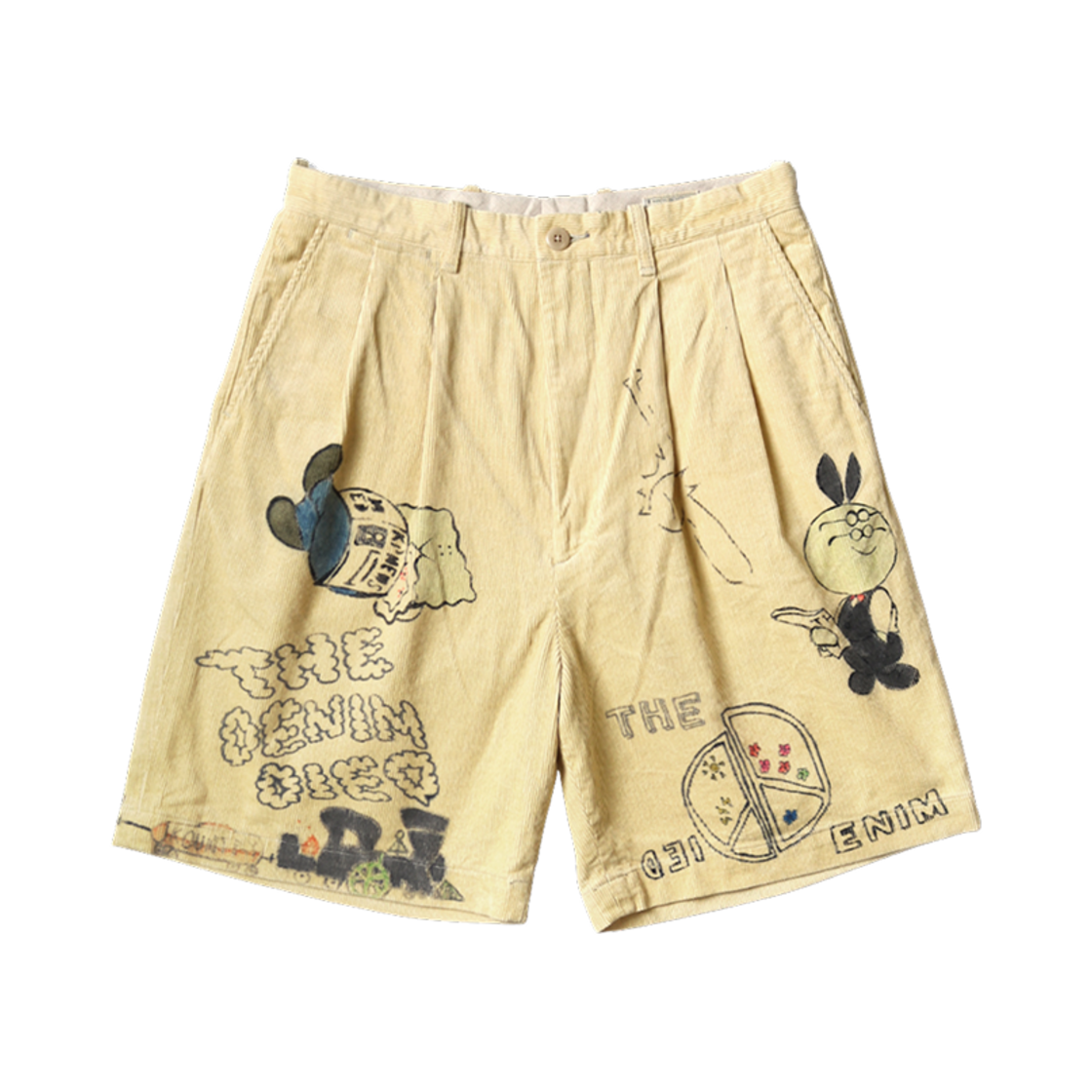 캐피탈 14W 코듀로이 아이비 쇼츠 메모리얼 페인트 모델 베이지(Kapital 14W Corduroy Ivy Shorts Memorial Paint Model Beige) - 1