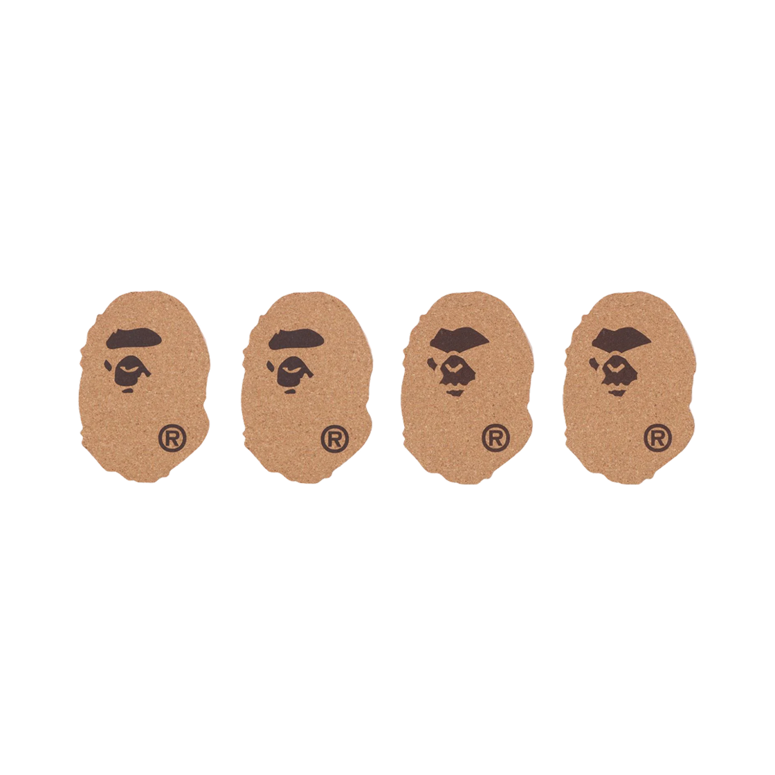 베이프 에이프 헤드 코르크 코스터 베이지 (4개 세트)(BAPE Ape Head Cork Coaster Beige (Set of 4))