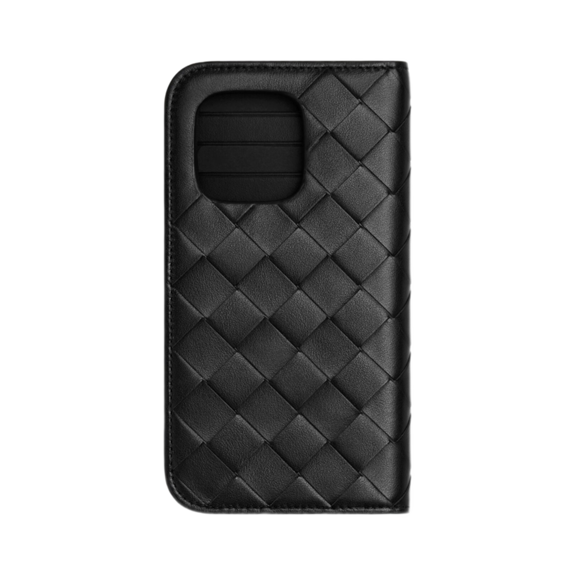 보테가 베네타 인트레치아토 아이폰 16 프로 폴리오 케이스 블랙(Bottega Veneta Intrecciato Iphone 16 Pro Foglio Case Black) - 2