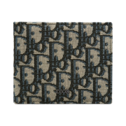 Dior Compact Wallet Beige Black Dior Oblique Jacquard