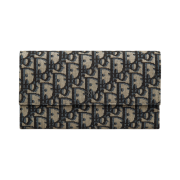 Dior Long Flap Wallet Beige Black Dior Oblique Jacquard