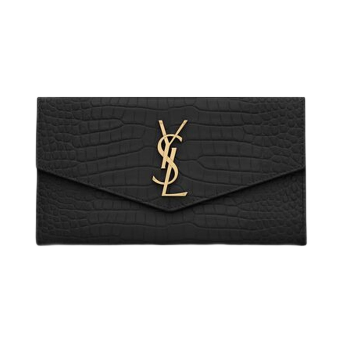 생로랑 업타운 라지 월렛 크로커다일 엠보스 샤이니 레더 느와르(Saint Laurent Uptown Large Wallet In in Crocodile-Embossed Shiny Leather Noir) - 1