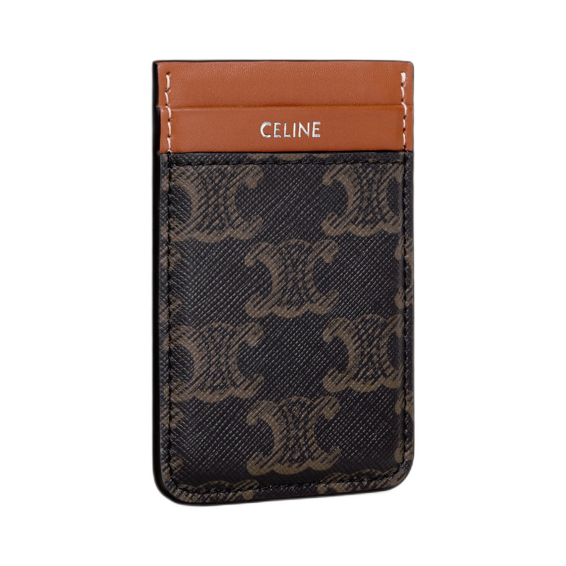 셀린느 마그넷 카드 홀더 트리옹프 캔버스 앤 카프스킨 탄(Celine Magnet Card Holder in Triomphe Canvas and Calfskin Tan) - 3