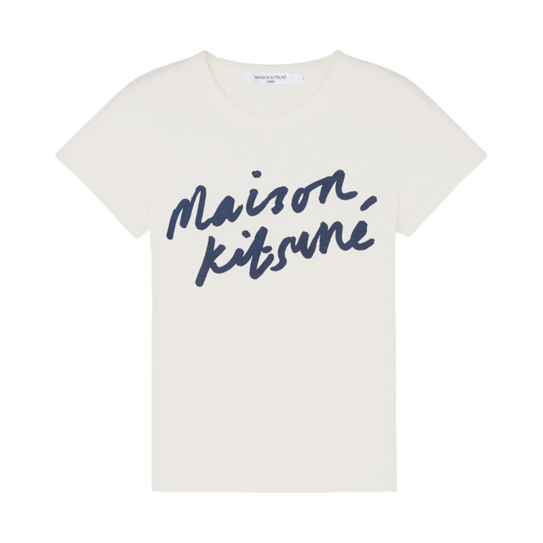 (W) 메종 키츠네 핸드라이팅 클래식 티셔츠 라떼((W) Maison Kitsune Handwriting Classic T-Shirt Latte) - 1
