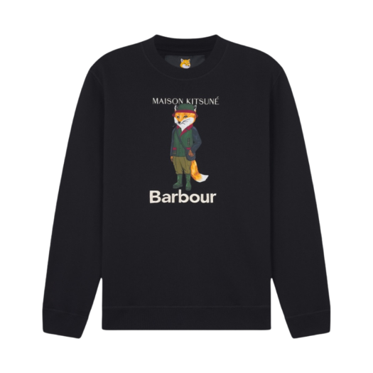 Barbour x Maison Kitsune Beaufort Fox Crewneck Black
