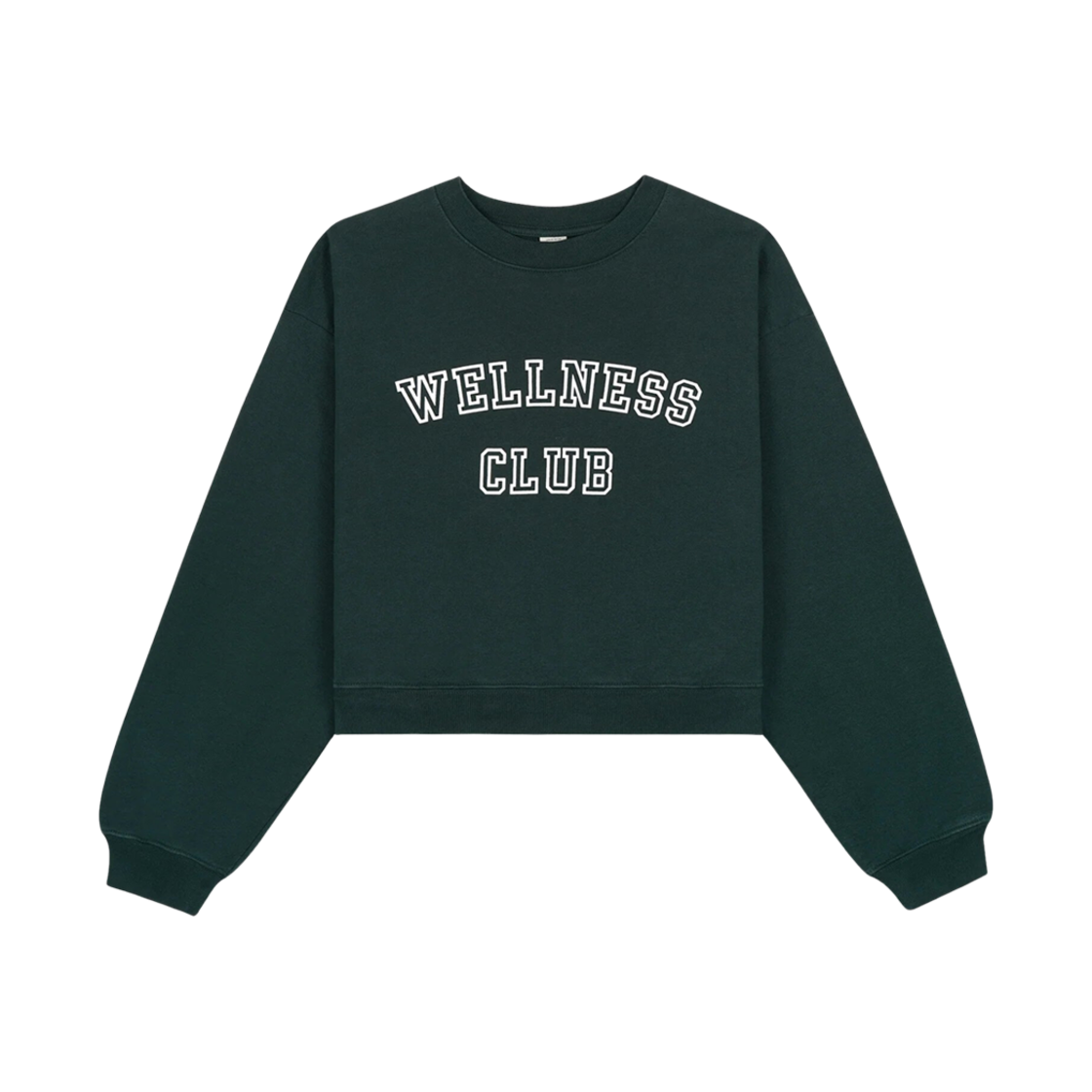 CR876FO (W) Sporty & Rich Wellness Club Cropped Crewneck Forest Green Optical White