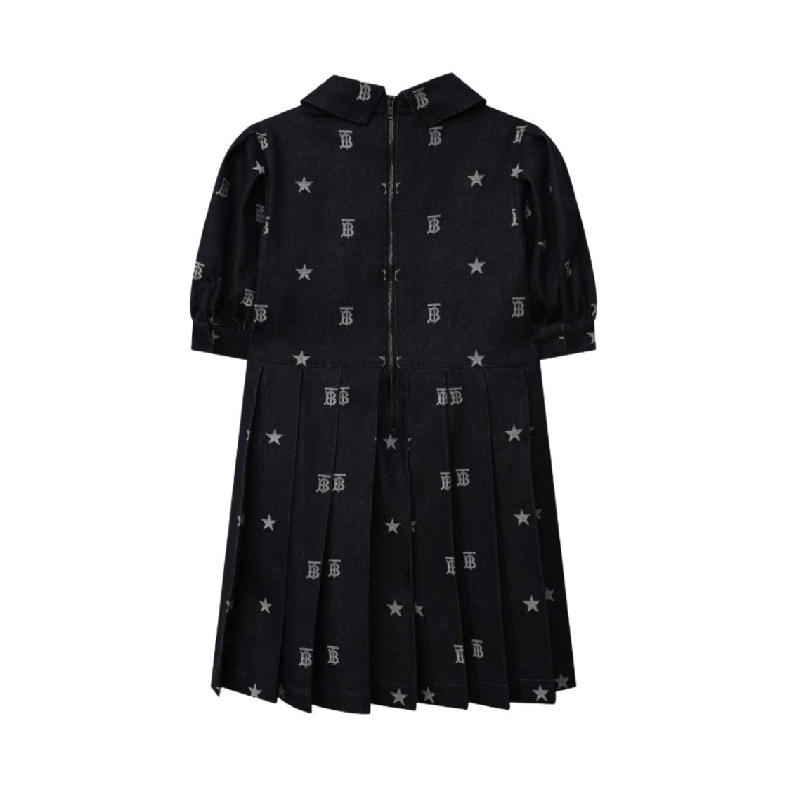 (키즈) 버버리 스타 모노그램 모티프 퍼프 슬리브 드레스 데님 인디고((Kids) Burberry Star and Monogram Motif Puff Sleeve Denim Dress Indigo) - 2
