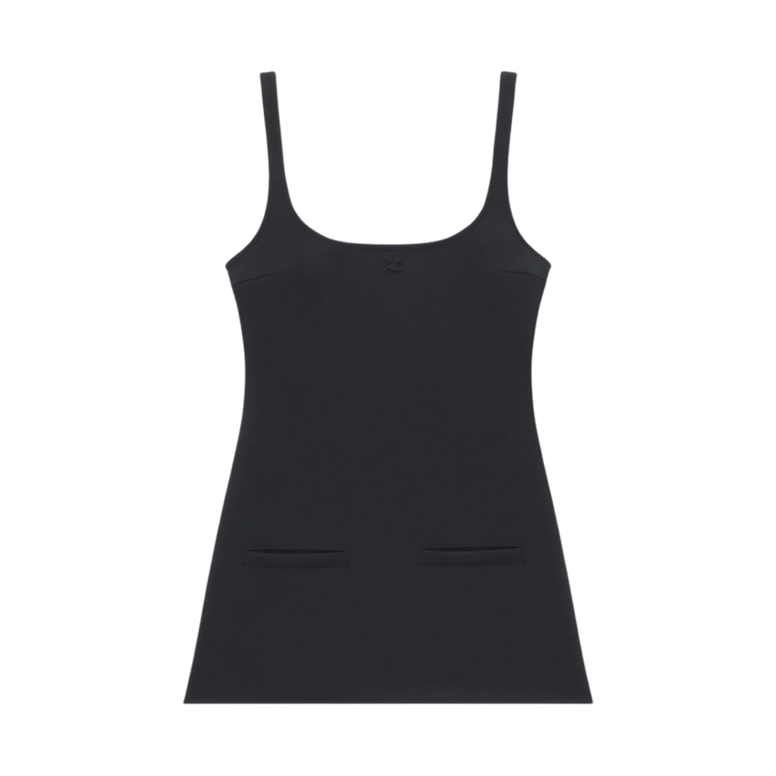 (W) 꾸레쥬 트윌 서스펜더 트라피즈 드레스 블랙