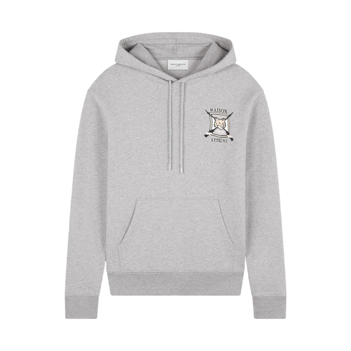 LM00709KM0307-H120 Maison Kitsune College Fox Embroidered Comfort Hoodie Light Grey Melange