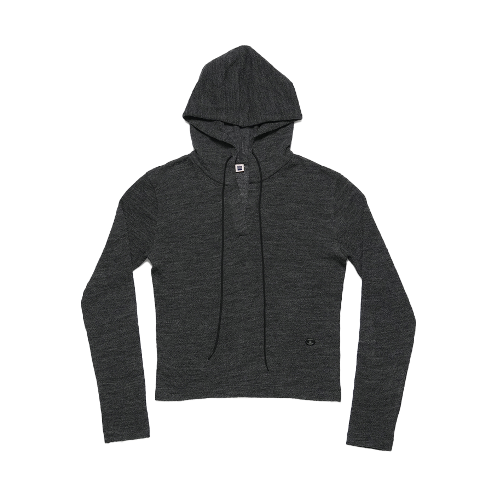 LLL90C-HD-CGY001F LLL Design Studio Wool Moss Crape Jersey Hoodie Charcoal Gray