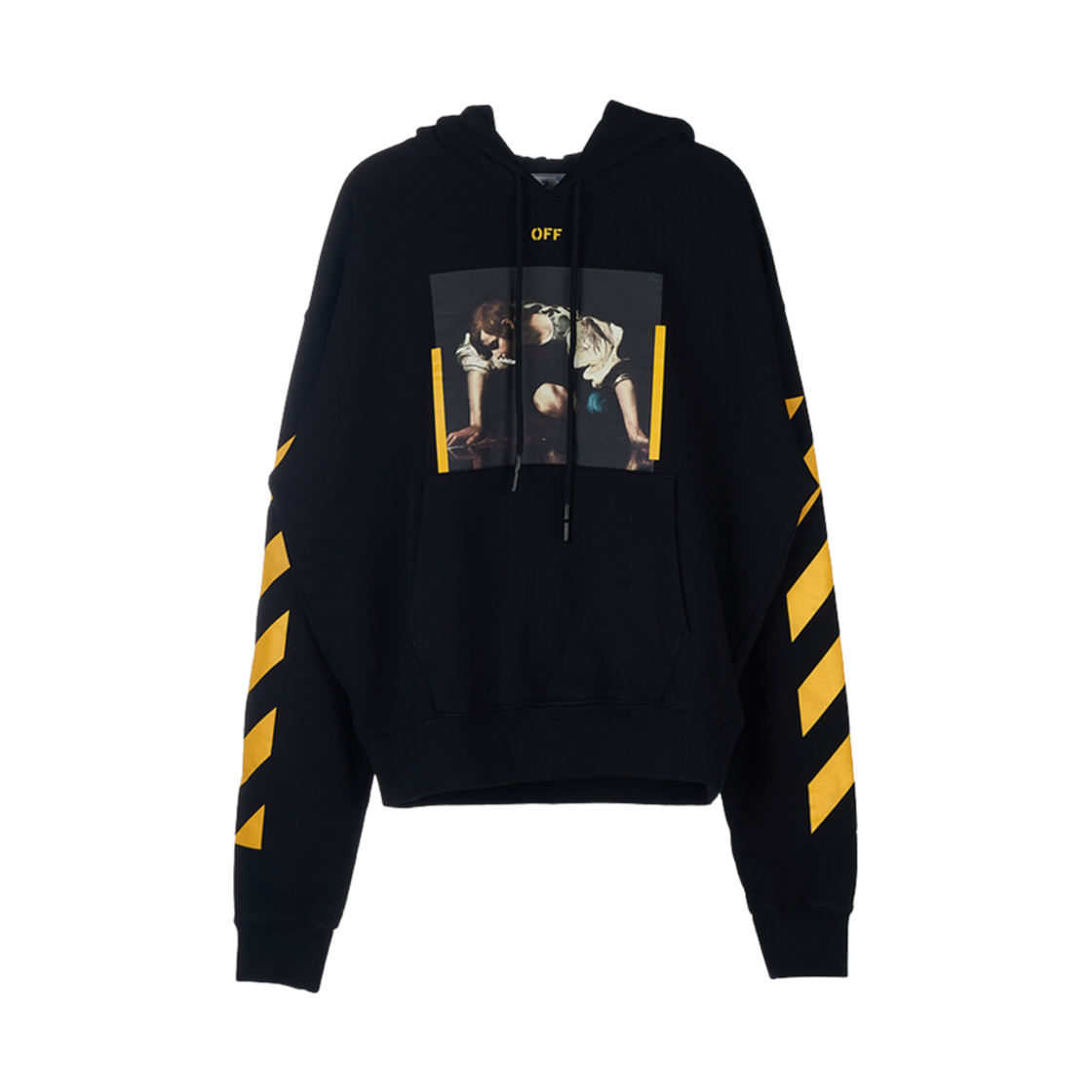 OMBB037C99FLE0111018 Off-White Caravaggio Print Hoodie Black Yellow