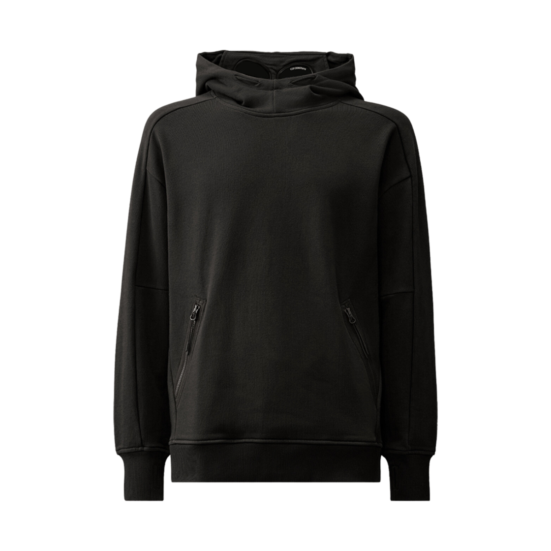 C.P. 컴퍼니 다이애그널 레이즈드 플리스 고글 후드 블랙 - 24SS(C.P. Company Diagonal Raised Fleece Goggle Hoodie Black - 24SS)
