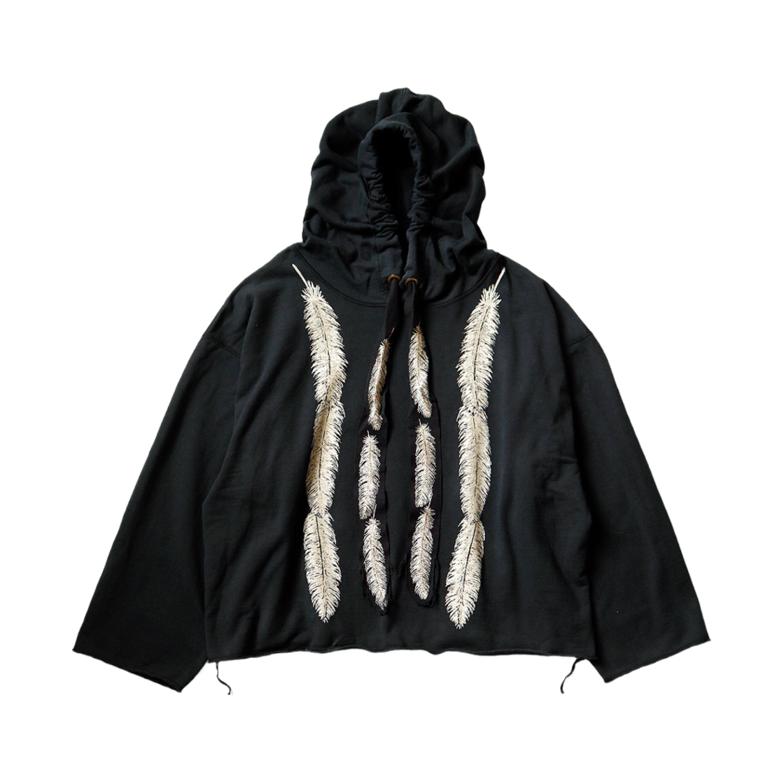 K2403LC031/EK-1737LC Kapital Fleece Feather Cord Catfish Hood Sweatshirt Feather Pt Black