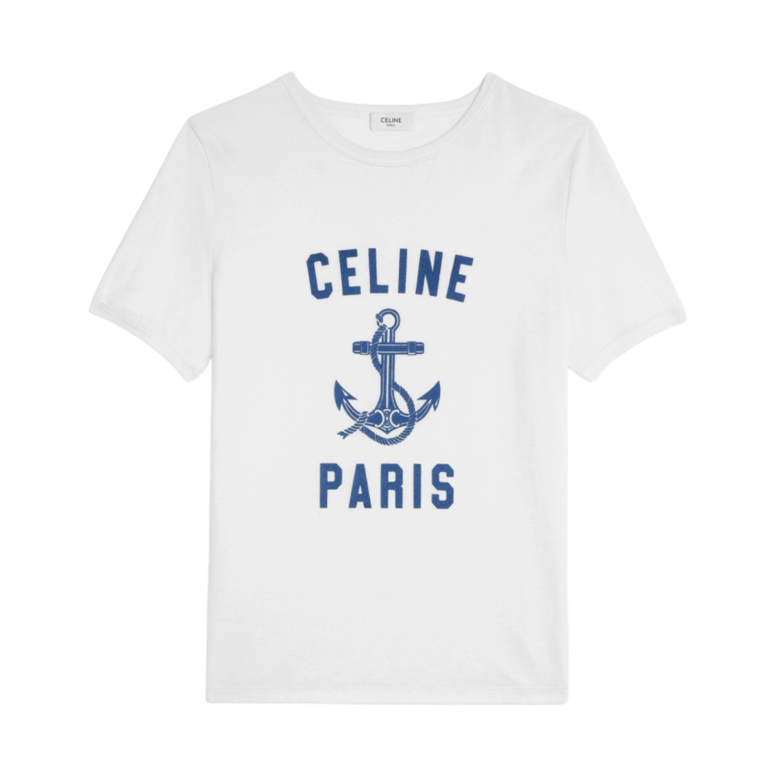 (W) 셀린느 코튼 저지 70's 앵커 티셔츠 오프 화이트 네이비((W) Celine 70's Anchor T-Shirt in Cotton Jersey Off White Navy) - 1