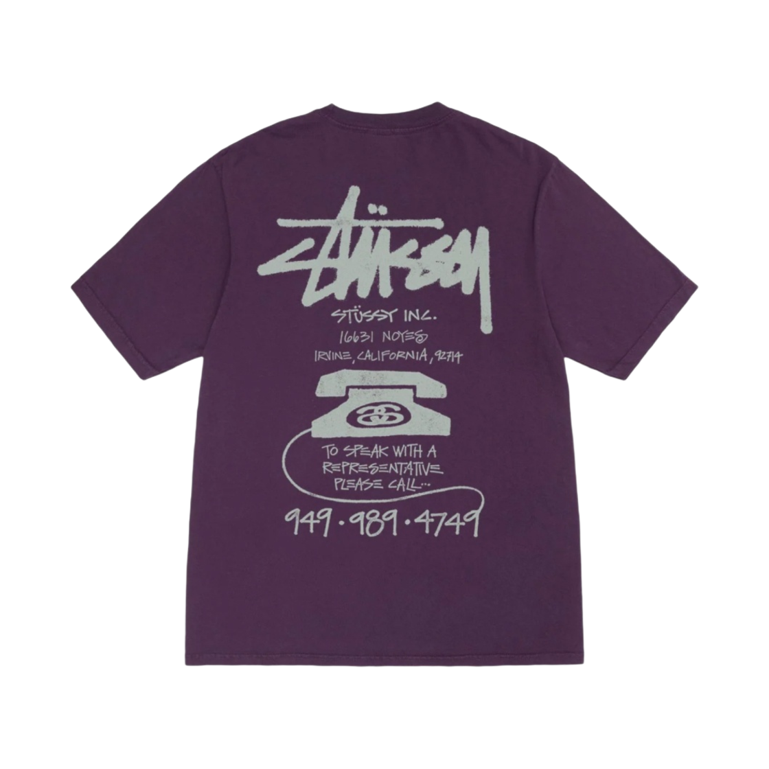 1904942/H Stussy Old Phone Pigment Dyed T-Shirt Purple