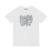 (W) Ganni Basic Jersey Love Cats Relaxed T-Shirt Bright White