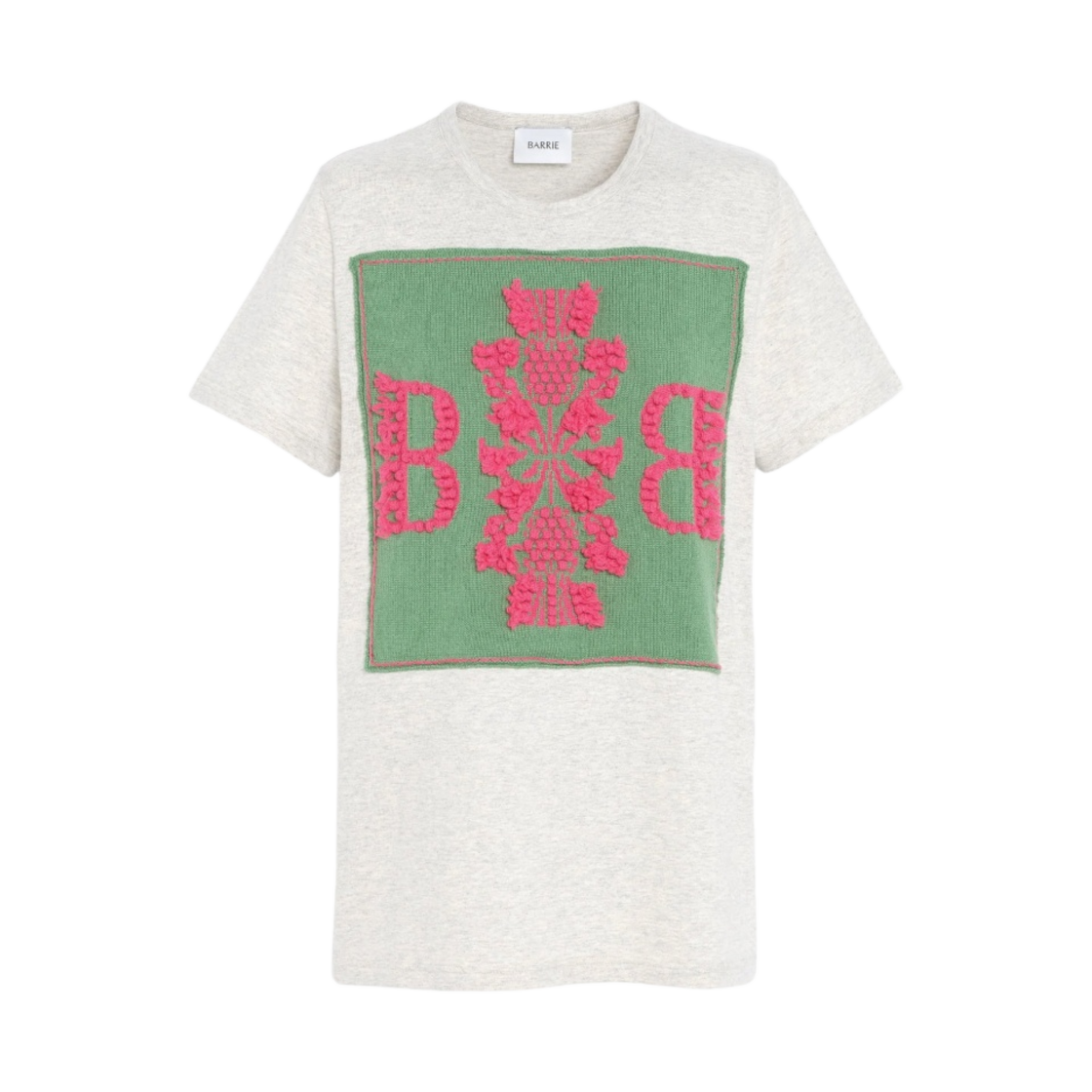 배리 로고 캐시미어 패치 코튼 티셔츠 그린(Barrie Logo Cashmere Patch Cotton T-Shirt Green)